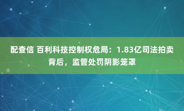 配查信 百利科技控制权危局：1.83亿司法拍卖背后，监管处罚阴影笼罩