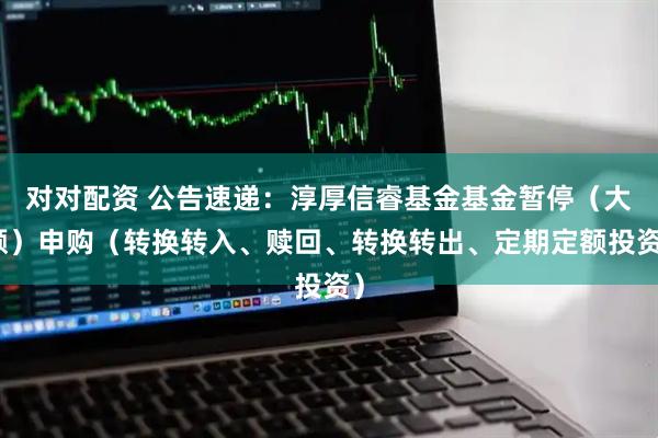 对对配资 公告速递：淳厚信睿基金基金暂停（大额）申购（转换转入、赎回、转换转出、定期定额投资）